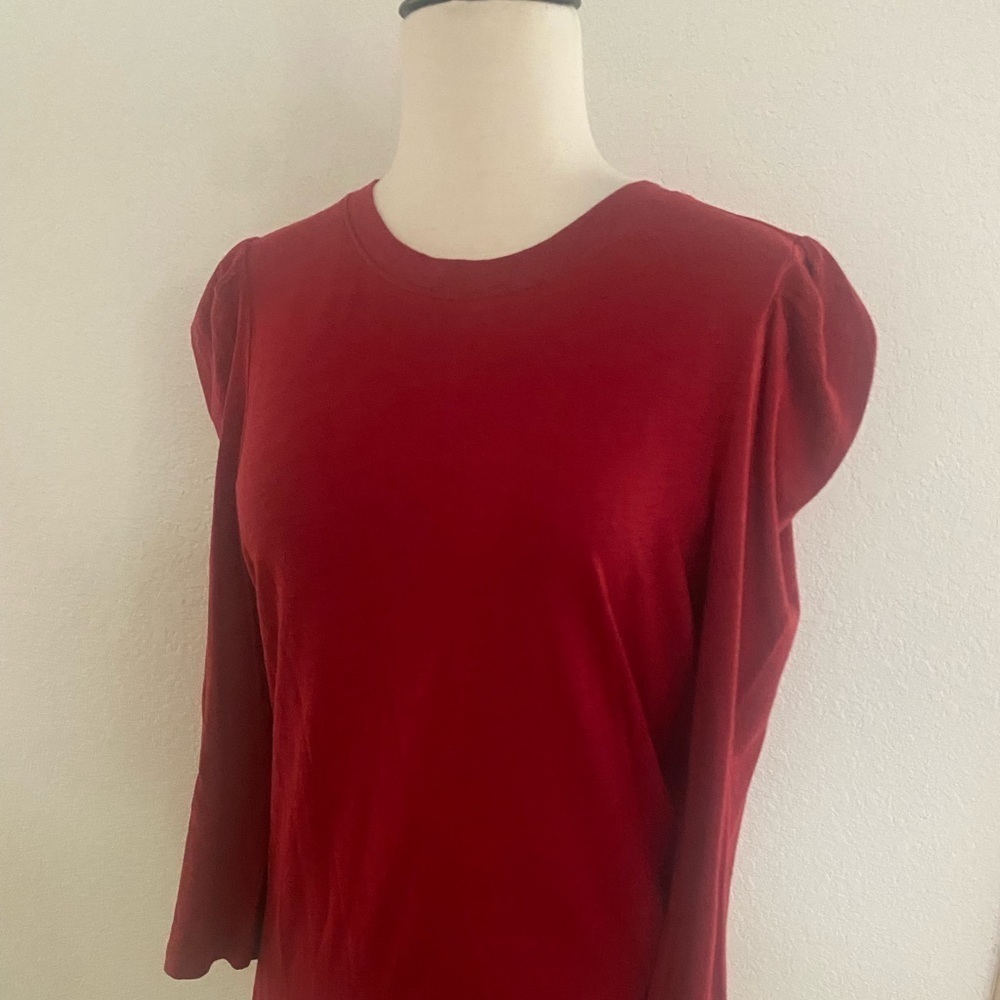 Sanctuary Burgundy Long Sleeve Crew Neck Top Women's Size M New